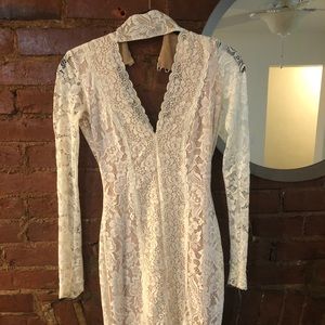Bebe white lace dress with choker detail
